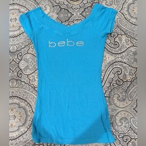 Bebe Turquoise Embellished Women's Top